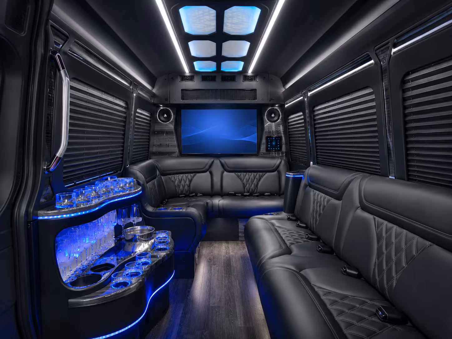 deerfield beach 15 passenger party bus inside